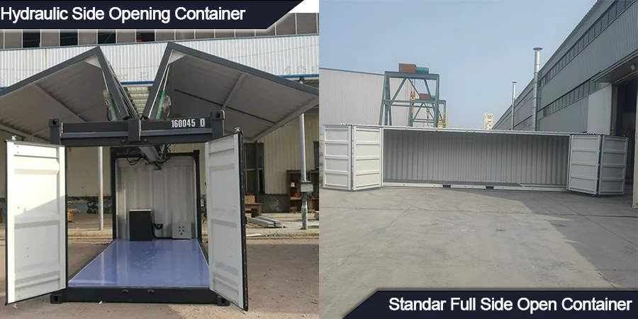 Conteneur hydraulique à ouverture latérale vs conteneur standard à ouverture latérale complète
